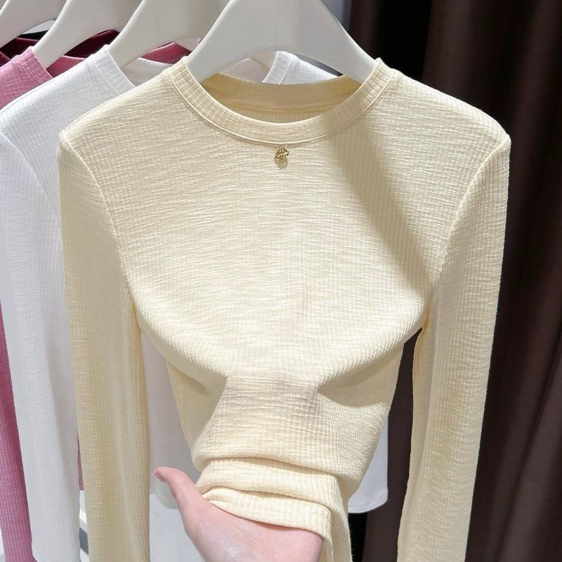 Undershirt Crew Neck - Kaos Wanita Lengan Panjang Katun Slub